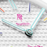 Swatch Royal Pop White Dial White Leather Strap Watch for Men - Huit Blanc