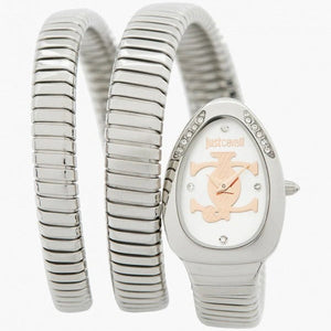 Just Cavalli Glam Evo 5 Silver Dial Silver Steel Strap Watch for Women - JC1L228M0015