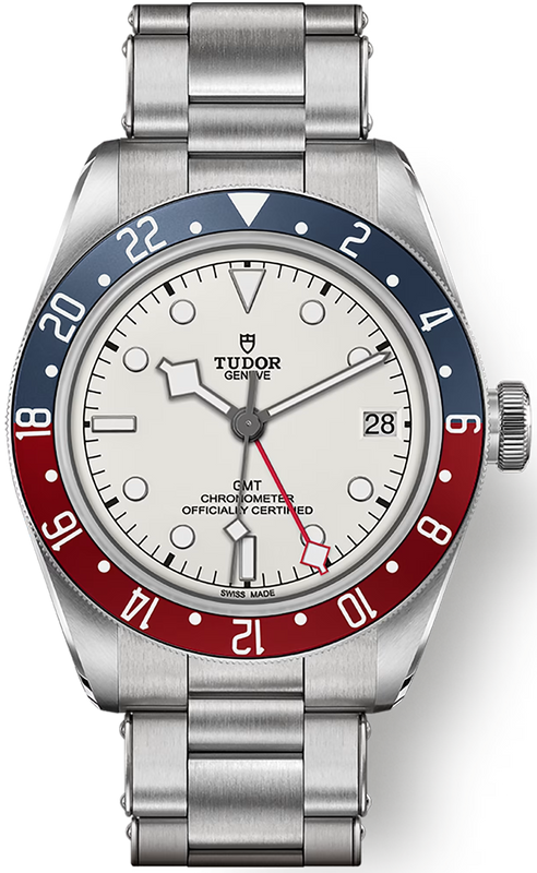 Tudor Black Bay GMT Silver Dial Silver Steel Strap Watch for Men - M79830RB-0010