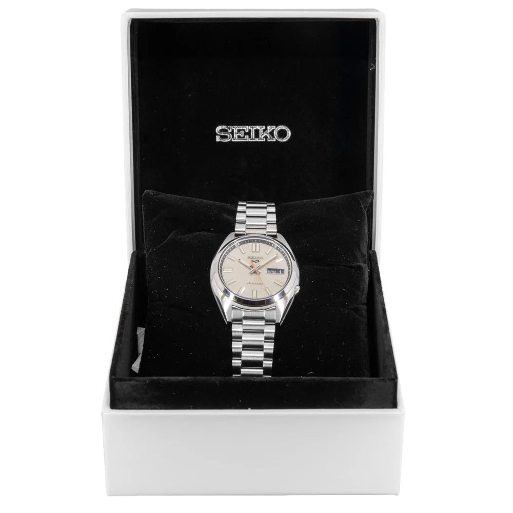 Seiko 5 Sports SNXS Series Automatic Beige Dial Silver Steel Strap Watch for Men - SRPK91K1