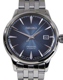 Seiko Presage Cocktail Time Automatic Blue Dial Silver Steel Strap Watch for Men - SRPB41J1