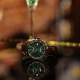 Seiko Presage Cocktail Time Automatic Green Dial Brown Leather Strap Watch for Men - SRPD37J1