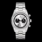 Emporio Armani Racer Chronograph Silver Dial Silver Steel Strap Watch for Men - AR11636