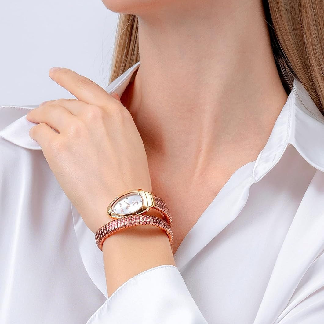 Just Cavalli Glam Evo 5 Silver Dial Two Tone Steel Strap Watch for Women - JC1L251M0065