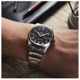 Seiko 5 Sports Flieger Automatic Black Dial Silver Steel Strap Watch for Men - SRPH27K1