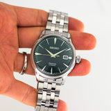 Seiko Presage Cocktail Time Automatic Green Dial Silver Steel Strap Watch for Men - SRPE15J1