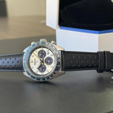 Seiko Prospex Speedtimer Solar Chronograph Ivory Dial Black Leather Strap Watch for Men - SSC943