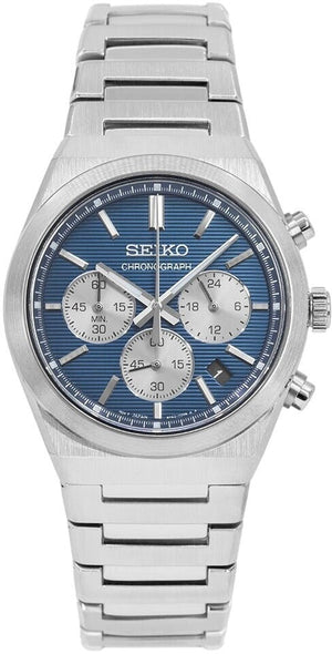 Seiko Conceptual Chronograph Blue Dial Silver Steel Strap Watch for Men- SSB453P1