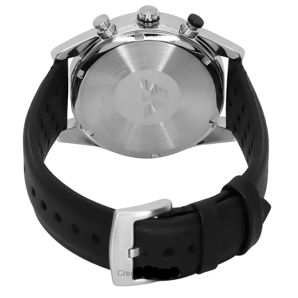 Emporio Armani Racer Chronograph Black Dial Black Leather Strap Watch for Men - AR11635