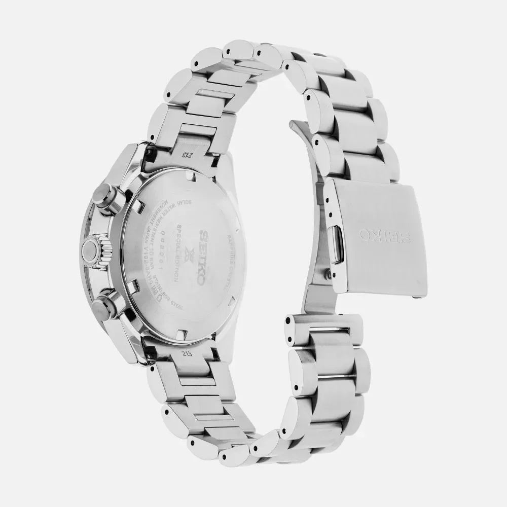 Seiko Speedtimer Solar US Special Edition Blue Dial Silver Steel Strap Watch for Men - SSC931
