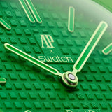 Swatch Royal Pop Green Dial Green Leather Strap Watch for Men - Green Eight