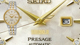 Seiko Presage Cocktail Time Automatic Diamonds White Dial Two Tone Steel Strap Watch for Women - SRE010J1