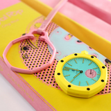 Swatch x AP Royal Pop Blue Dial Pink Leather lanyard Watch for Women - Otg Roz