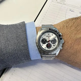 Seiko Prospex Speedtimer Solar Chronograph Silver Dial Silver Steel Strap Watch for Men - SSC911