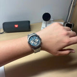 Seiko Conceptual Chronograph Blue Dial Silver Steel Strap Watch for Men- SSB453P1