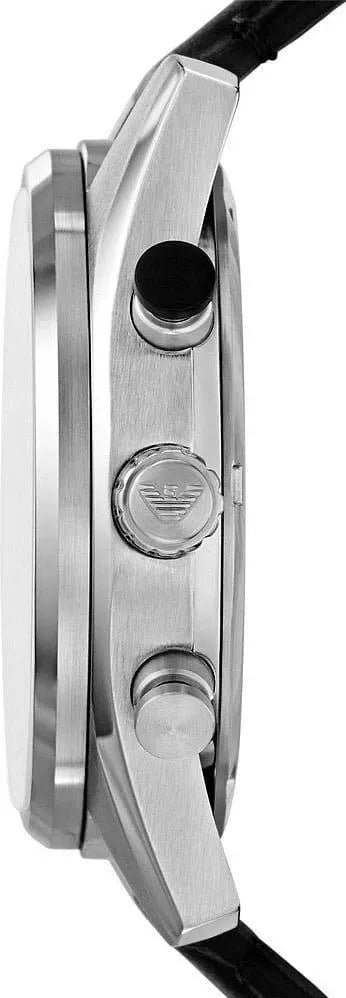 Emporio Armani Racer Chronograph Black Dial Black Leather Strap Watch for Men - AR11635