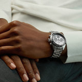 Seiko Prospex Speedtimer Solar Chronograph White Dial Silver Steel Strap Watch for Men - SSC813