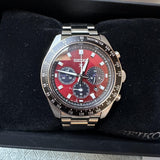 Seiko Prospex US Special Edition Speedtimer Solar Chronograph Red Dial Silver Steel Strap Watch for Men - SSC927