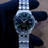 Seiko Presage Cocktail Time Automatic Green Dial Silver Steel Strap Watch for Men - SRPE15J1