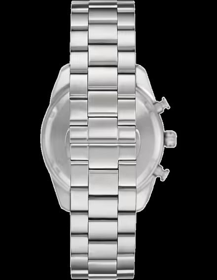 Emporio Armani Racer Chronograph Silver Dial Silver Steel Strap Watch for Men - AR11636