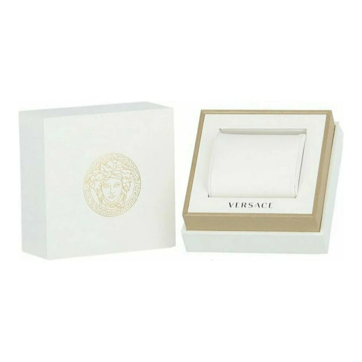 Versace Greca Dome Chronograph Blue Dial Silver Steel Strap Watch for Men - VE6K00323