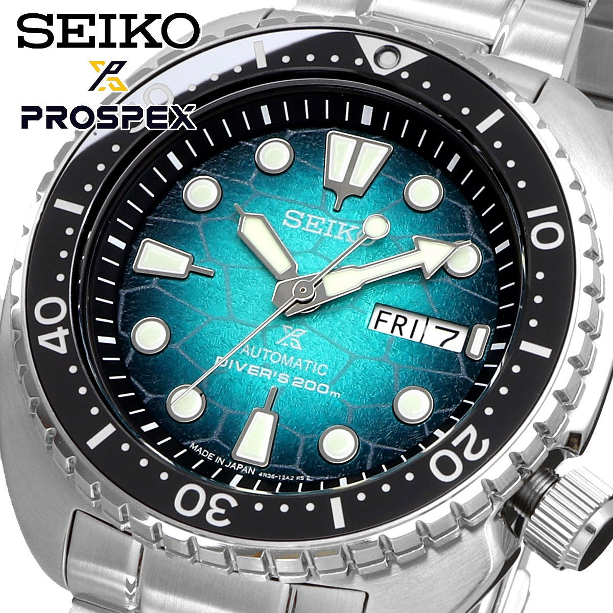 Seiko US Special Edition Automatic Green Dial Silver Steel Strap Watch for Men - SRPH57