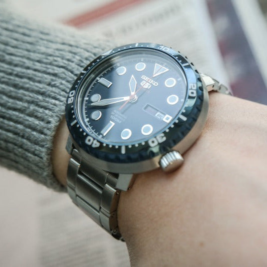 Seiko 5 Sports Automatic Blue Dial Silver Steel Strap Watch for Men - SRPC63J1