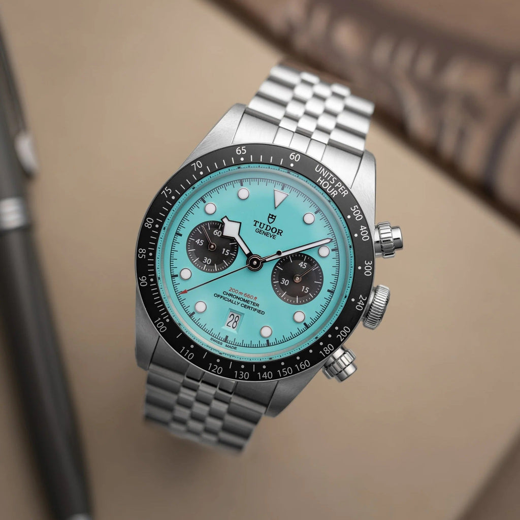 Tudor Black Bay Chrono Blue Dial Silver Steel Strap Watch for Men - M79360N-0024
