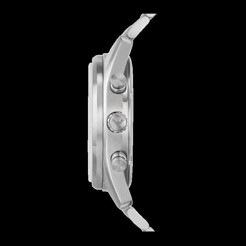 Emporio Armani Racer Chronograph Silver Dial Silver Steel Strap Watch for Men - AR11636