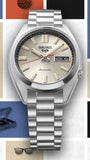 Seiko 5 Sports SNXS Series Automatic Beige Dial Silver Steel Strap Watch for Men - SRPK91K1