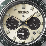 Seiko Prospex Speedtimer Solar Chronograph Ivory Dial Black Leather Strap Watch for Men - SSC943