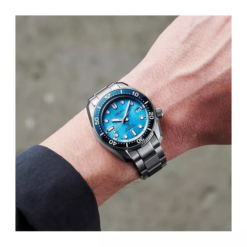 Seiko Prospex Glacier Save The Ocean Special Edition Automatic Blue Dial Silver Steel Strap Watch for Men - SPB299J1