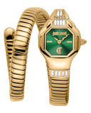 Just Cavalli Brillante Green Dial Gold Steel Strap Watch for Women - JC1L326M0035