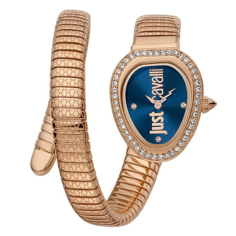 Just Cavalli Solo Blue Dial Rose Gold Steel Strap Watch for Women - JC1L167M0045