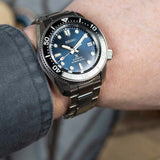 Seiko Prospex Marinemaster Automatic Scuba Divers Blue Dial Silver Steel Strap Watch for Men - SPB187J1