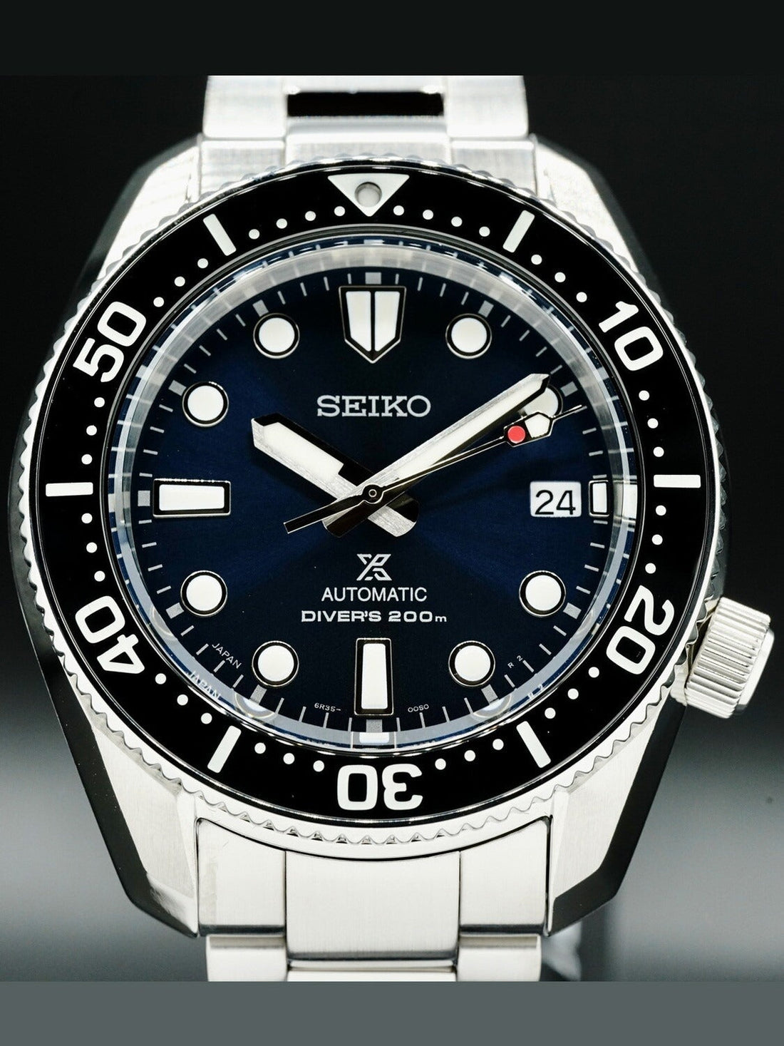 Seiko Prospex Marinemaster Automatic Scuba Divers Blue Dial Silver Steel Strap Watch for Men - SPB187J1