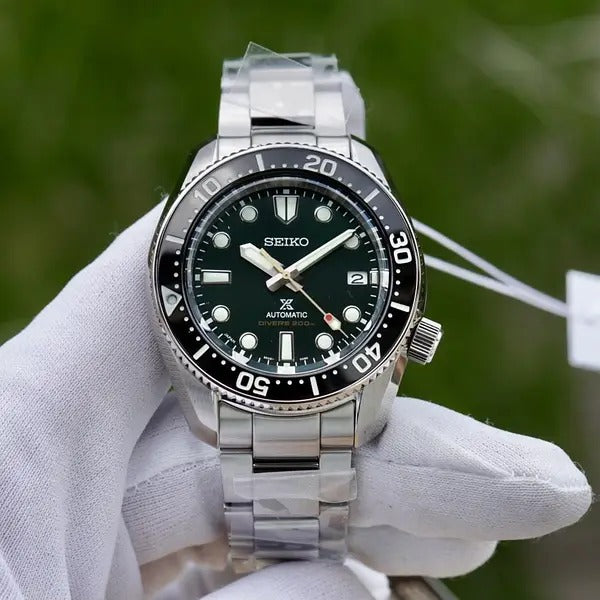 Seiko Prospex 140th Anniversary Limited Edition Automatic Scuba Divers Green Dial Silver Steel Strap Watch for Men - SPB207J1