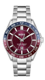 Hugo Boss Runner 3H Burgundy Dial Silver Steel Strap Watch for Men - 1514209