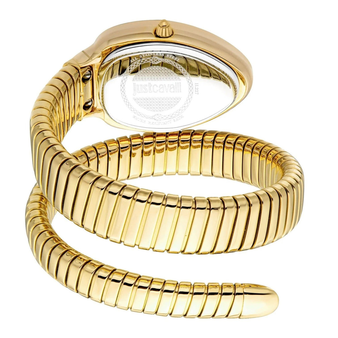 Just Cavalli Glam Evo 5 Silver Dial Gold Steel Strap Watch for Women - JC1L227M0035