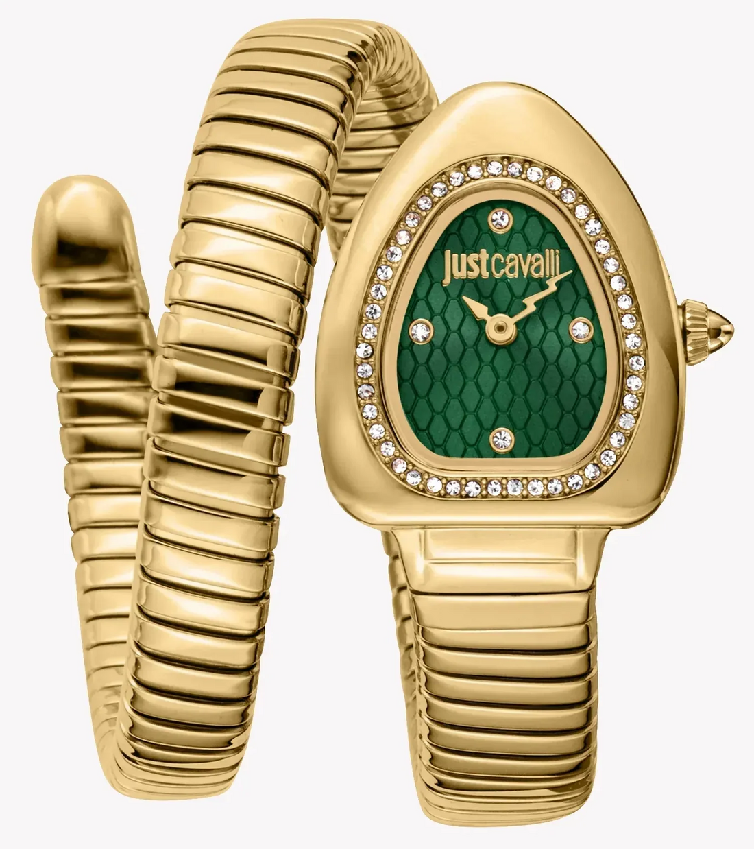 Just Cavalli Lady Snake Green Dial Gold Steel Strap Watch for Women - JC1L249M0035
