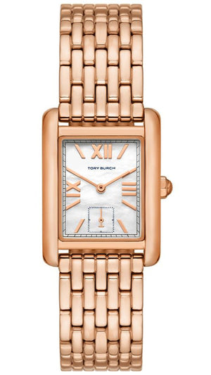 Tory Burch Eleanor Mother of Pearl White Dial Rose Gold Steel Strap Watch for Women - TBW1079