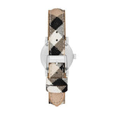 Burberry The City Silver Dial Multicolor Haymarket Leather Strap Watch for Women - BU9222