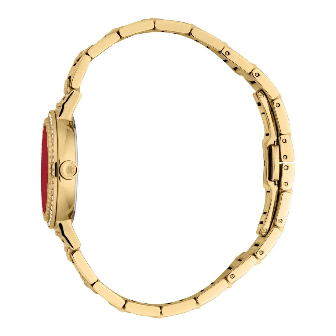 Just Cavalli Donna Glam Red Dial Gold Steel Strap Watch for Women - RC5L098M0035