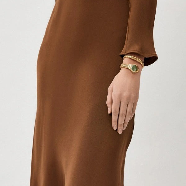 Just Cavalli Ornato Green Dial Gold Steel Strap Watch for Women - JC1L303M0035