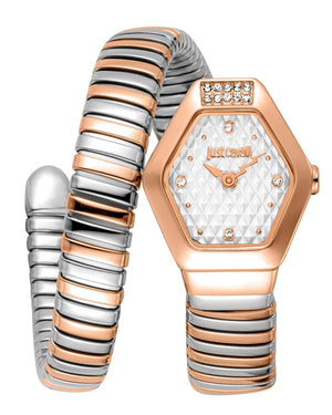 Just Cavalli Splora Silver Dial Two Tone Steel Strap Watch for Women - JC1L394M0065
