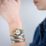 Just Cavalli Lunara Silver Dial Tri Tone Steel Strap Watch for Women - JC1L397M0095