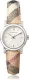 Burberry The City Silver Dial Multicolor Haymarket Leather Strap Watch for Women - BU9222