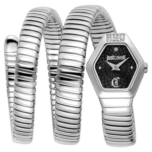 Just Cavalli Romina Black Dial Silver Steel Strap Watch for Women - JC1L395M0015