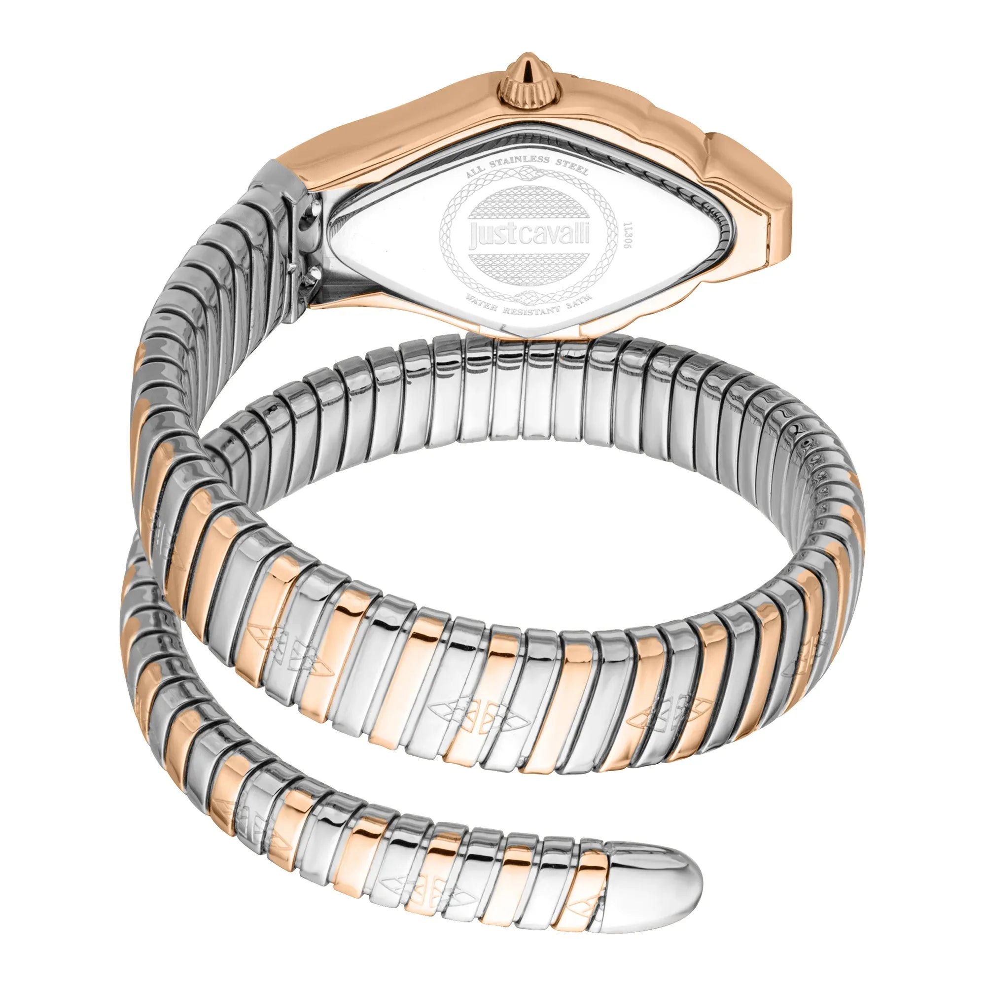 Just Cavalli Ferocious Silver Dial Two Tone Steel Strap Watch for Women - JC1L306M0075