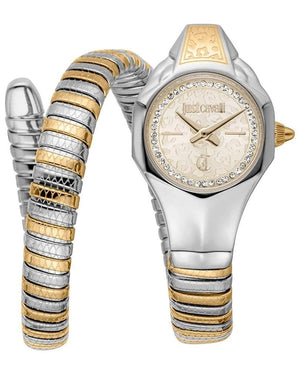 Just Cavalli Fiore Gold Dial Two Tone Steel Strap Watch for Women - JC1L354M0055